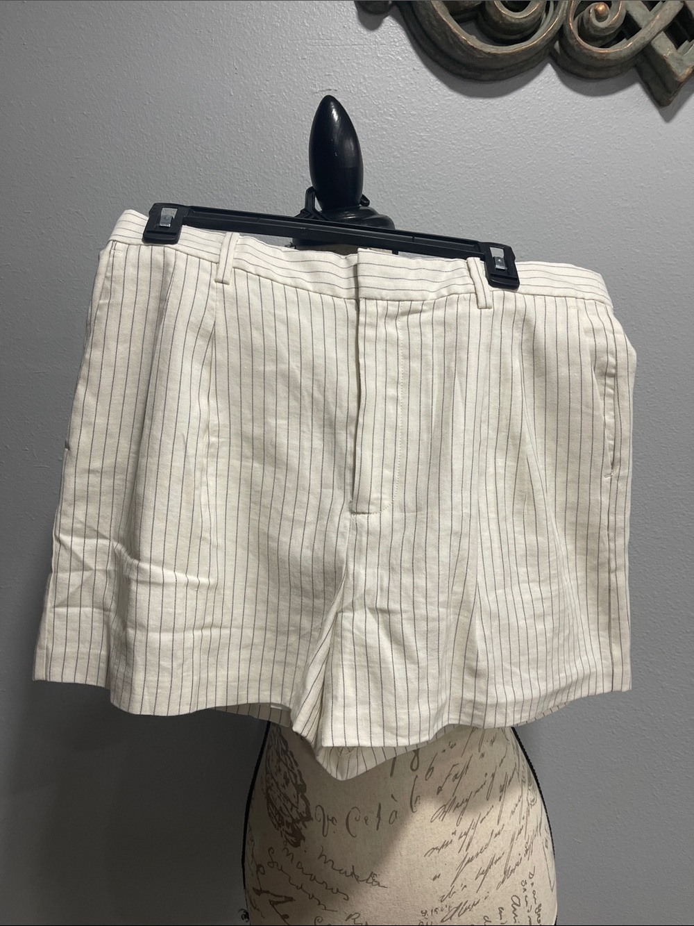 Madewell White Pinstripe High-Waist Shorts